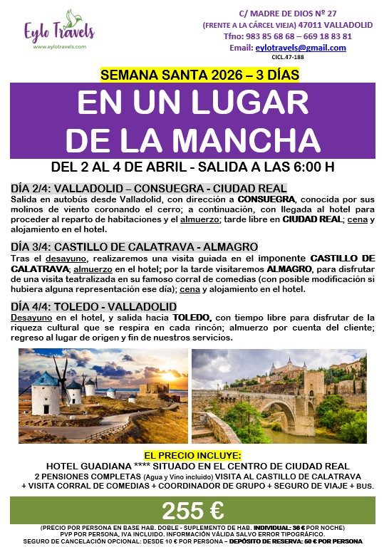 Molinos de Consuegra y Toledo Semana Santa 2026 Eylo Travels