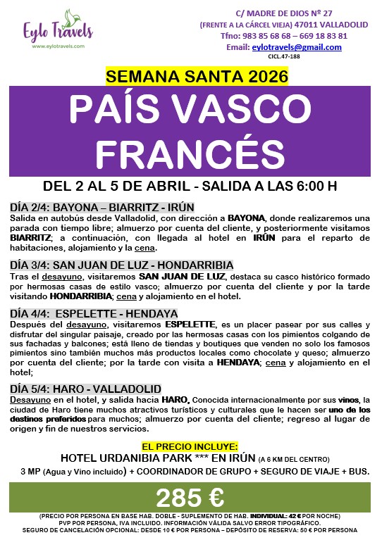 Circuito País Vasco Francés Semana Santa 2026 Eylo Travels
