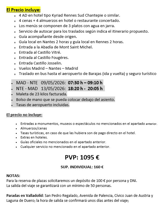 Viaje a Bretaña y Normandía 5 Días
