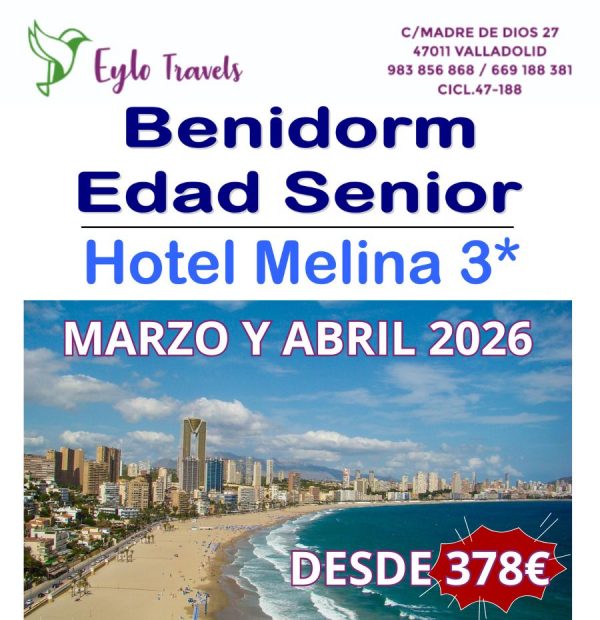 oferta benidorm edad senior hotel melina marzo abril 2026