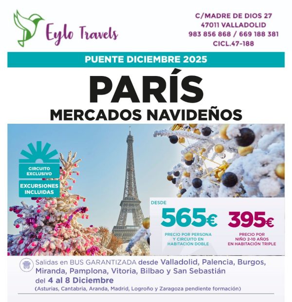 Viaje a París Mercados Navideños Puente Diciembre 2025 Eylo Travels
