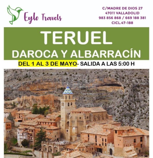 (Etiqueta Alt) Muralla de Albarracín y Teruel de noche, Grupo con guía en Daroca