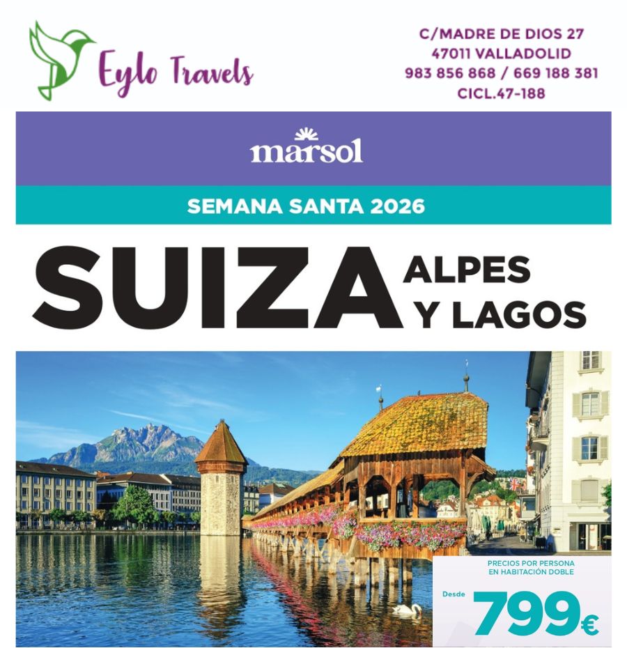 Viaje Suiza Alpes Lagos Semana Santa 2026 Puente Capilla Lucerna