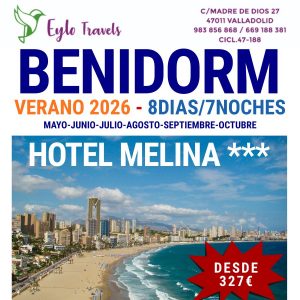 Oferta Benidorm Verano 2026 Hotel Melina 3 Estrellas Pensión Completa