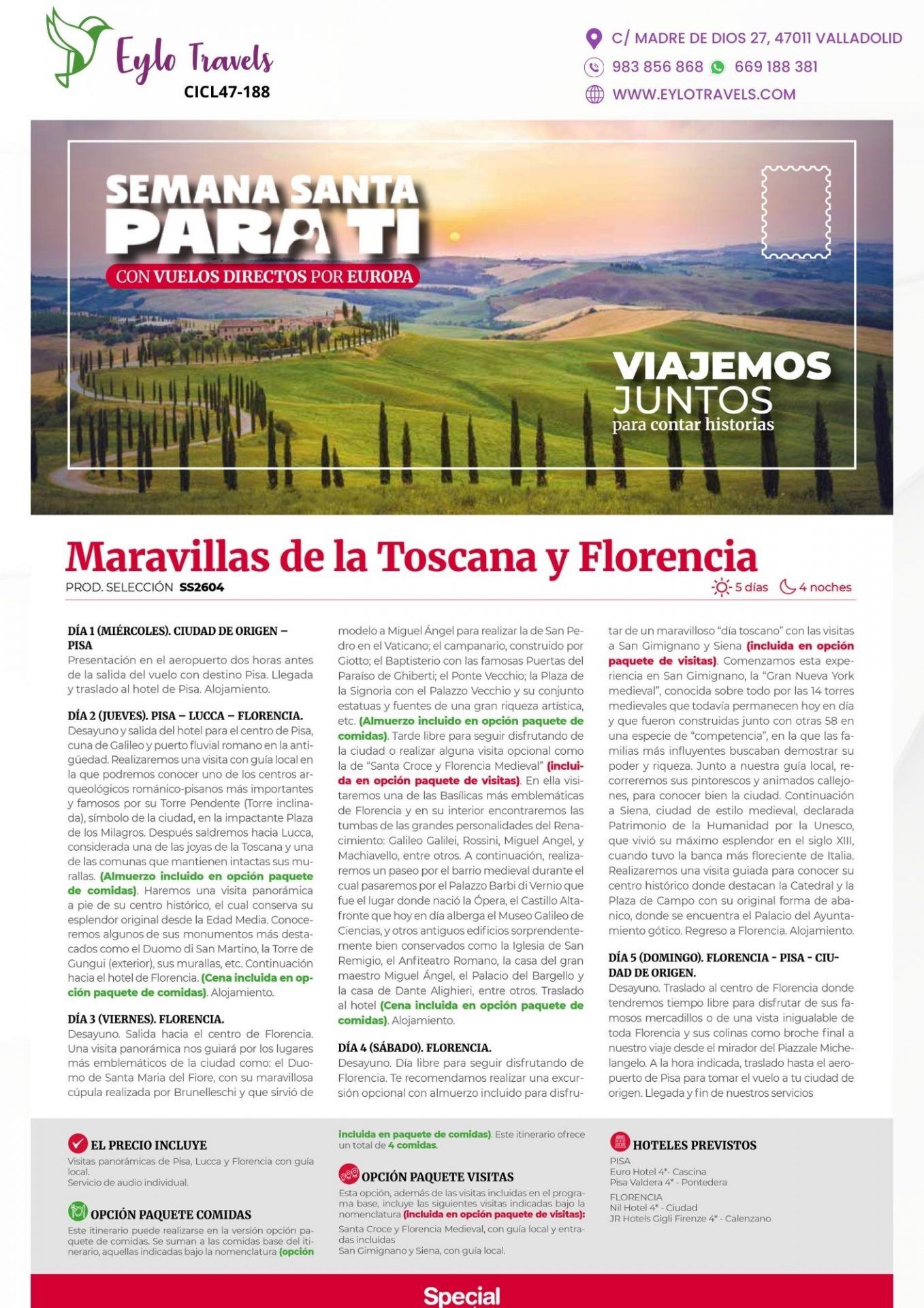 Viaje a la Toscana y Florencia | Semana Santa 2026 | Eylo Travels