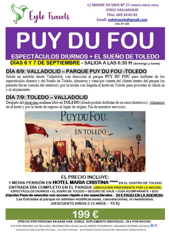 Puy Du Fou desde Valladolid Septiembre 2026