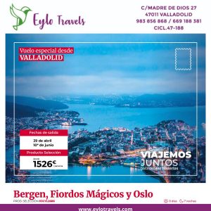 Paisaje de los fiordos noruegos viaje organizado desde Valladolid.