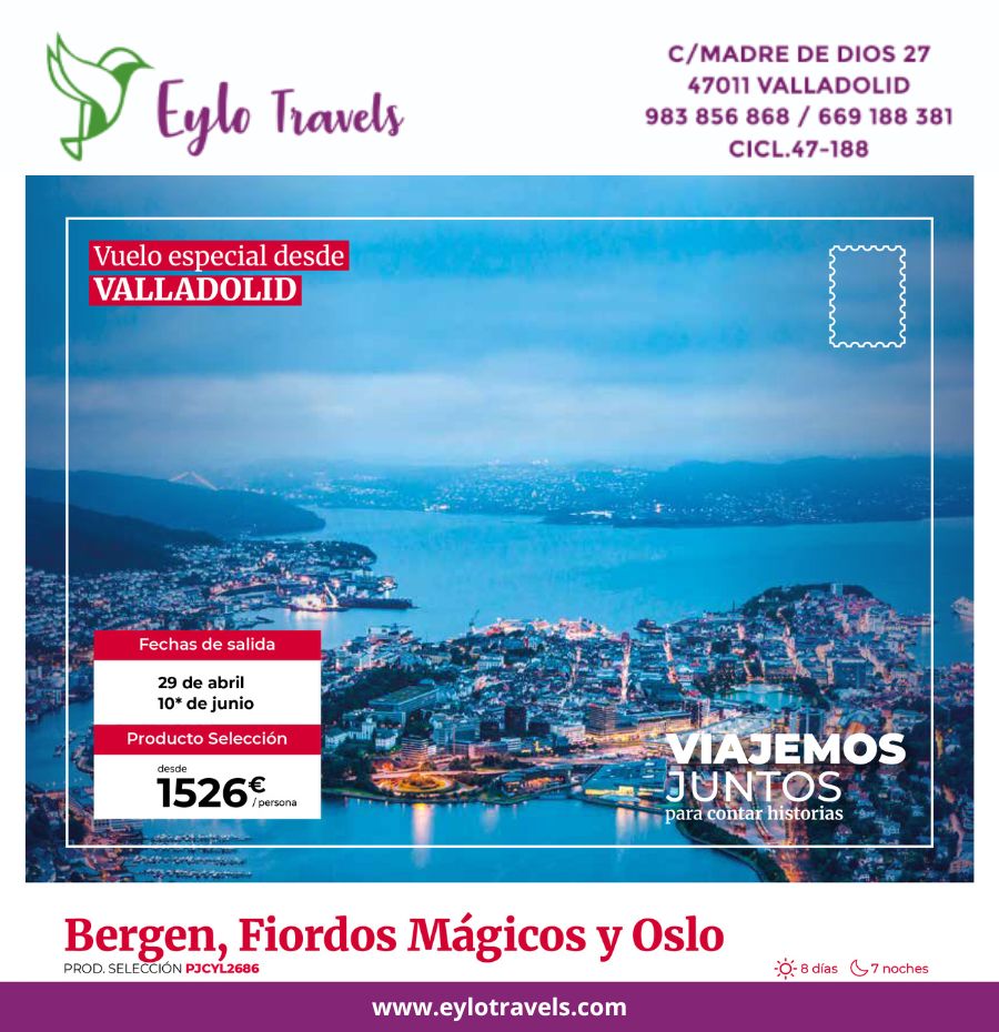 Paisaje de los fiordos noruegos viaje organizado desde Valladolid.