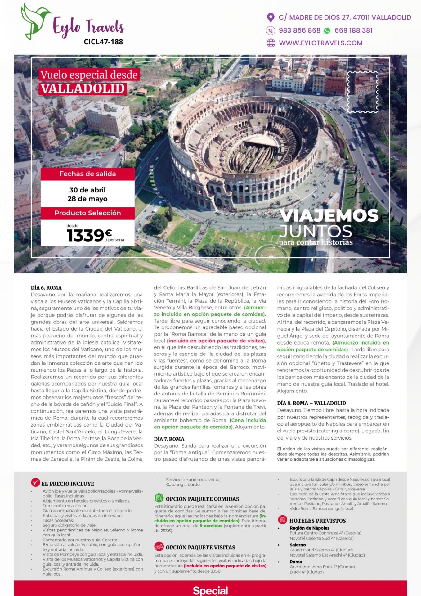 Viaje a las Maravillas del sur de Italia desde Valladolid