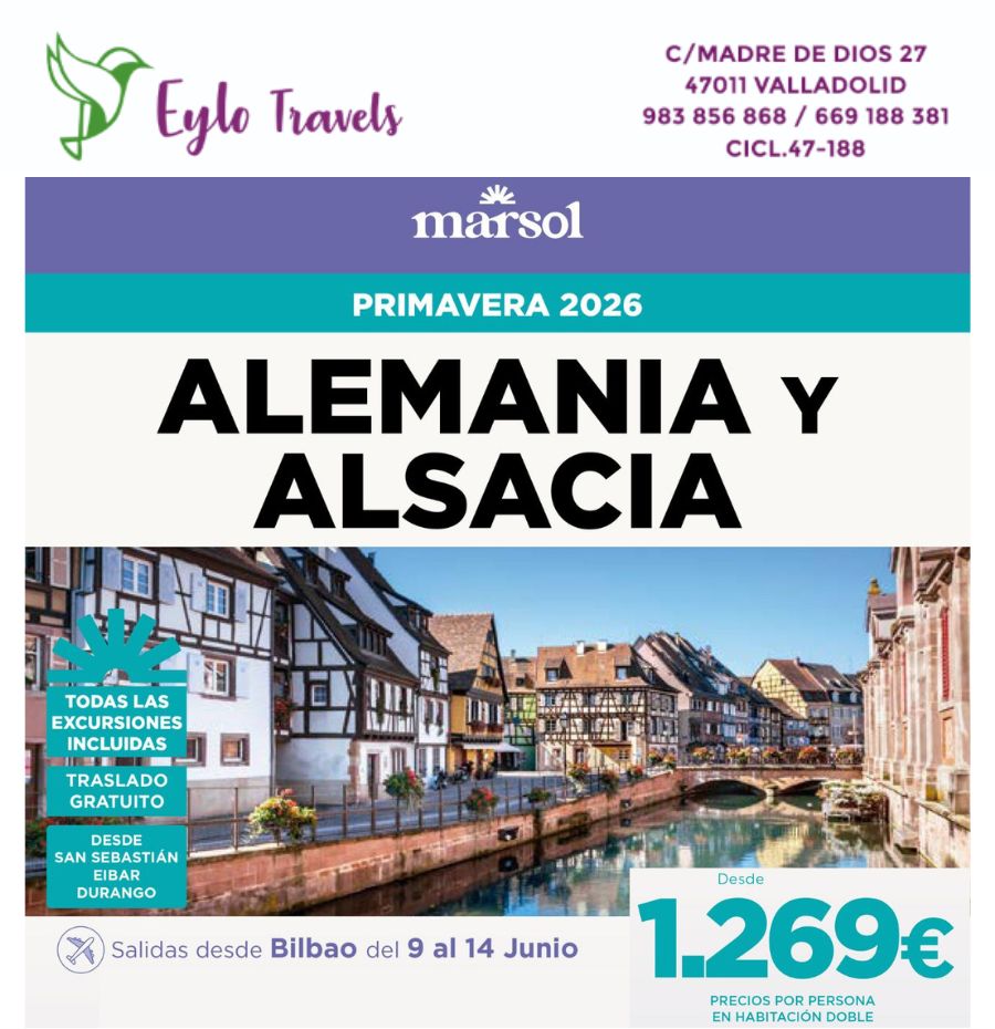 Viaje a Alemania y Alsacia desde Bilbao | Junio 2026