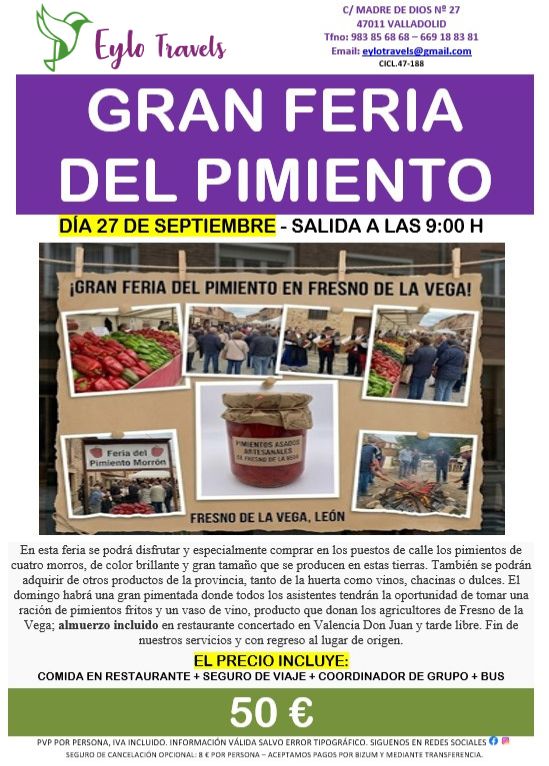 Feria del Pimiento Fresno de la Vega desde Valladolid