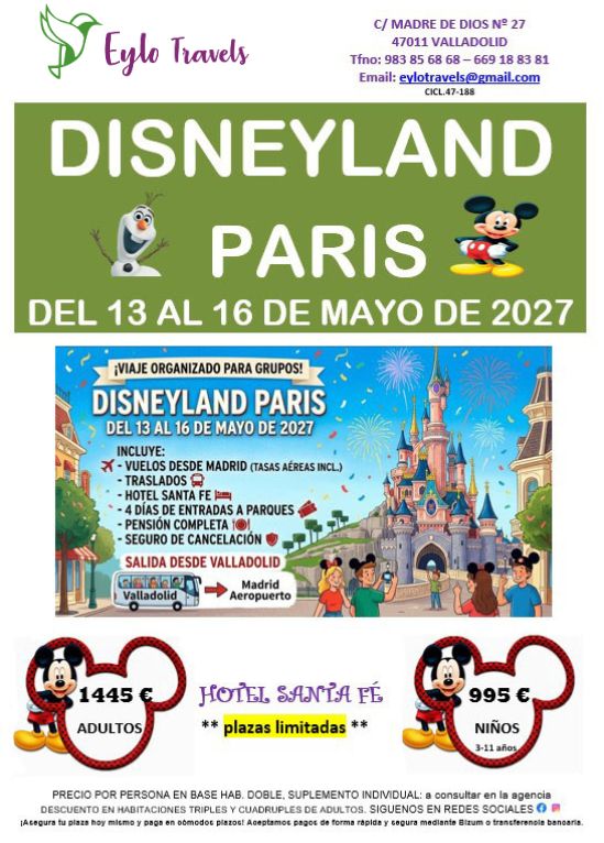 viaje organizado a Disneyland Paris