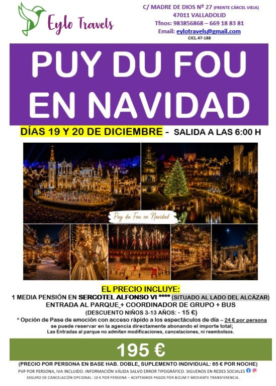 viaje organizado Puy du Fou en Navidad con Eylo Travels