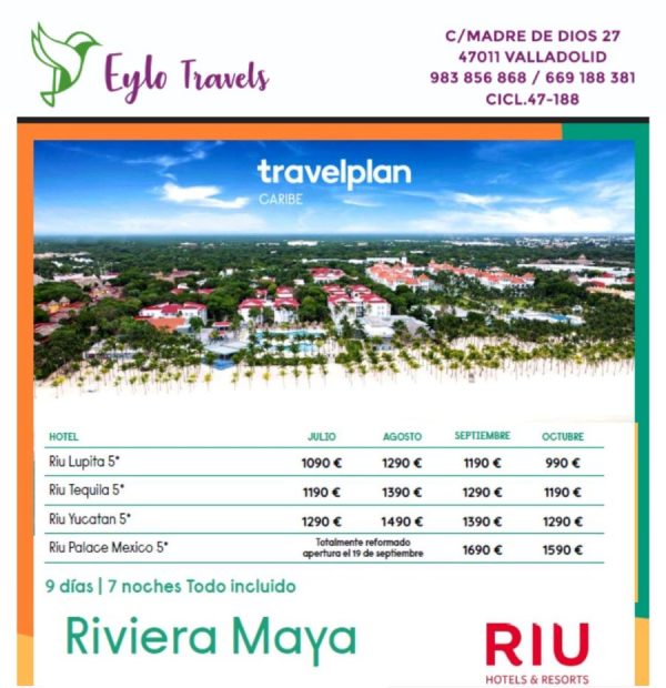 Viaje Todo Incluido a Riviera Maya: Hoteles RIU 5* desde Madrid | Eylo Travels