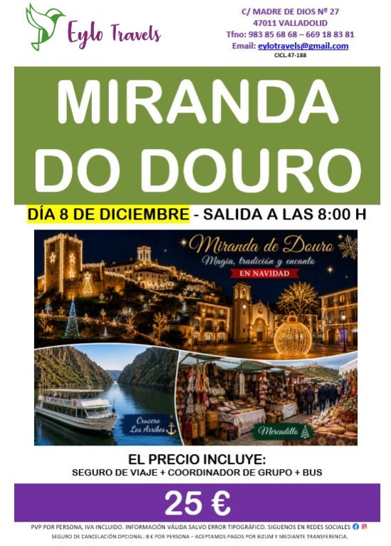 Viaje a Miranda do Douro en Navidad desde Valladolid