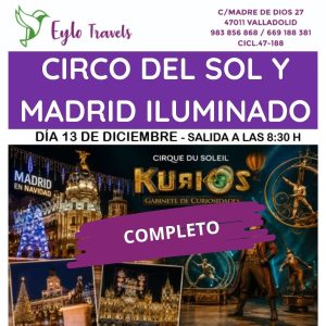 viaje al Circo del Sol KURIOS y Madrid iluminado en Navidad desde Valladolid