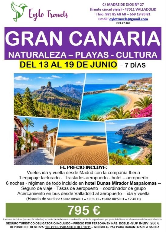 viaje a Gran Canaria de 7 dias todo incluido con Eylo Travels