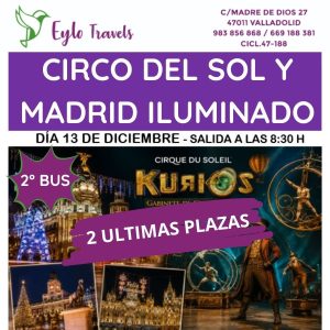 viaje al Circo del Sol KURIOS y Madrid iluminado en Navidad desde Valladolid