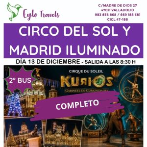 viaje al Circo del Sol KURIOS y Madrid iluminado en Navidad desde Valladolid