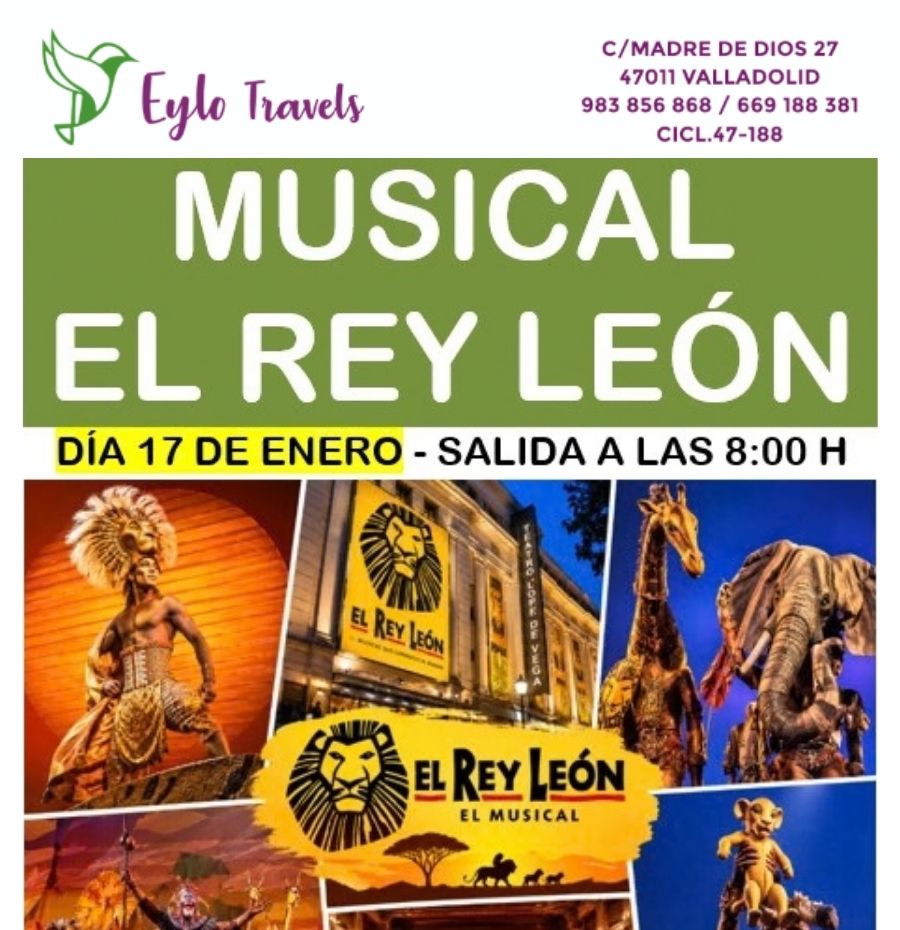 musical El Rey León desde Valladolid el 17 de enero