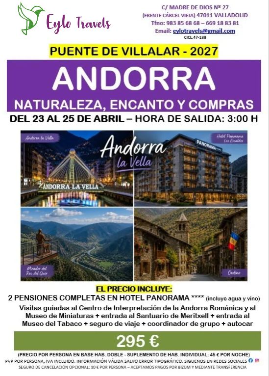 Viaje a Andorra desde Valladolid