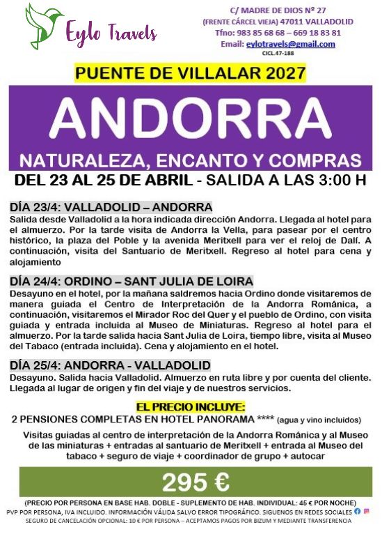Viaje a Andorra desde Valladolid