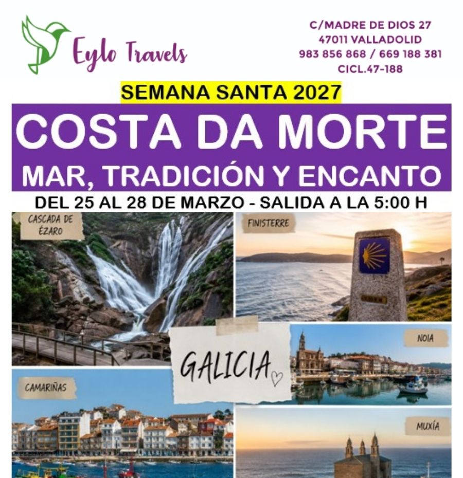 Viaje a Costa da Morte en Semana Santa 2027 desde Valladolid